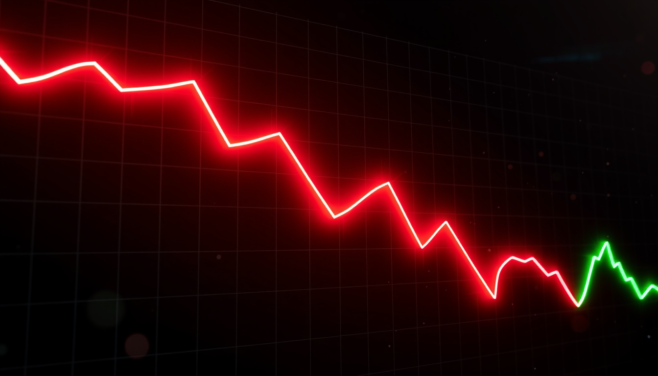 코스피 하락과 코스닥 상승의 엇갈린 흐름을 보여주는 역동적인 주식 시장 그래프