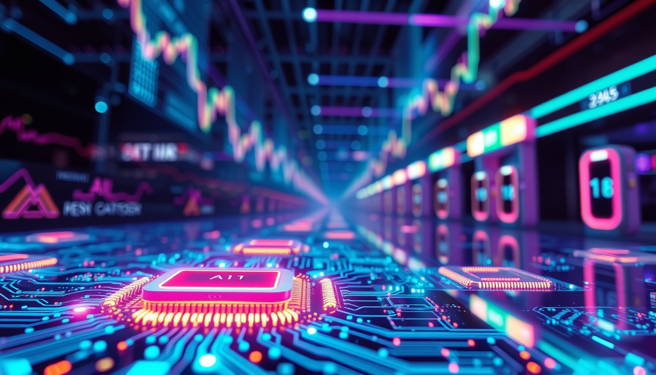 2025년 주식 시장을 주도한 AI 반도체와 2차전지 산업을 시각적으로 표현한 이미지