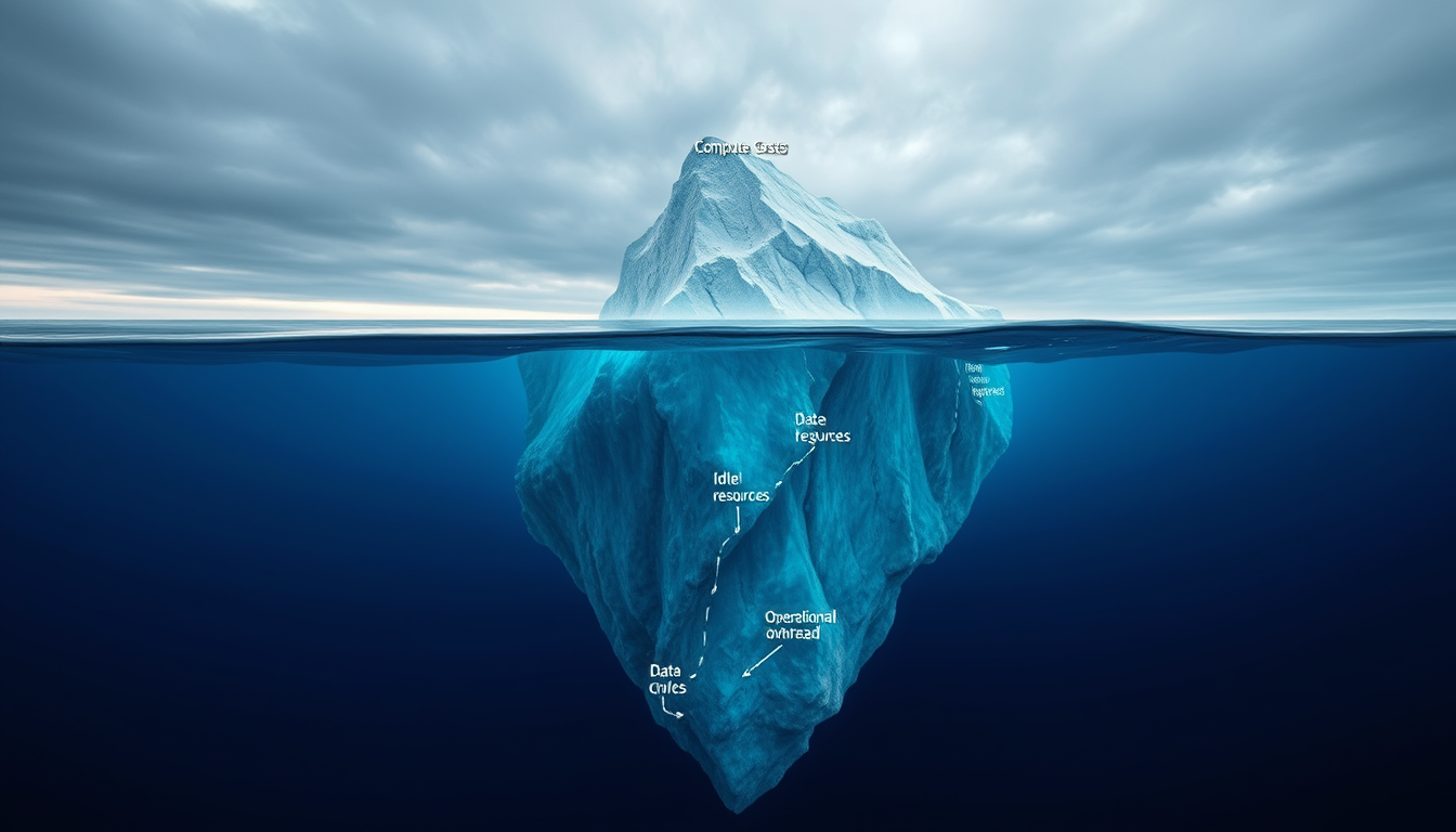 수면 위보다 아래가 훨씬 거대한 빙산으로 표현된 쿠버네티스 비용 구조