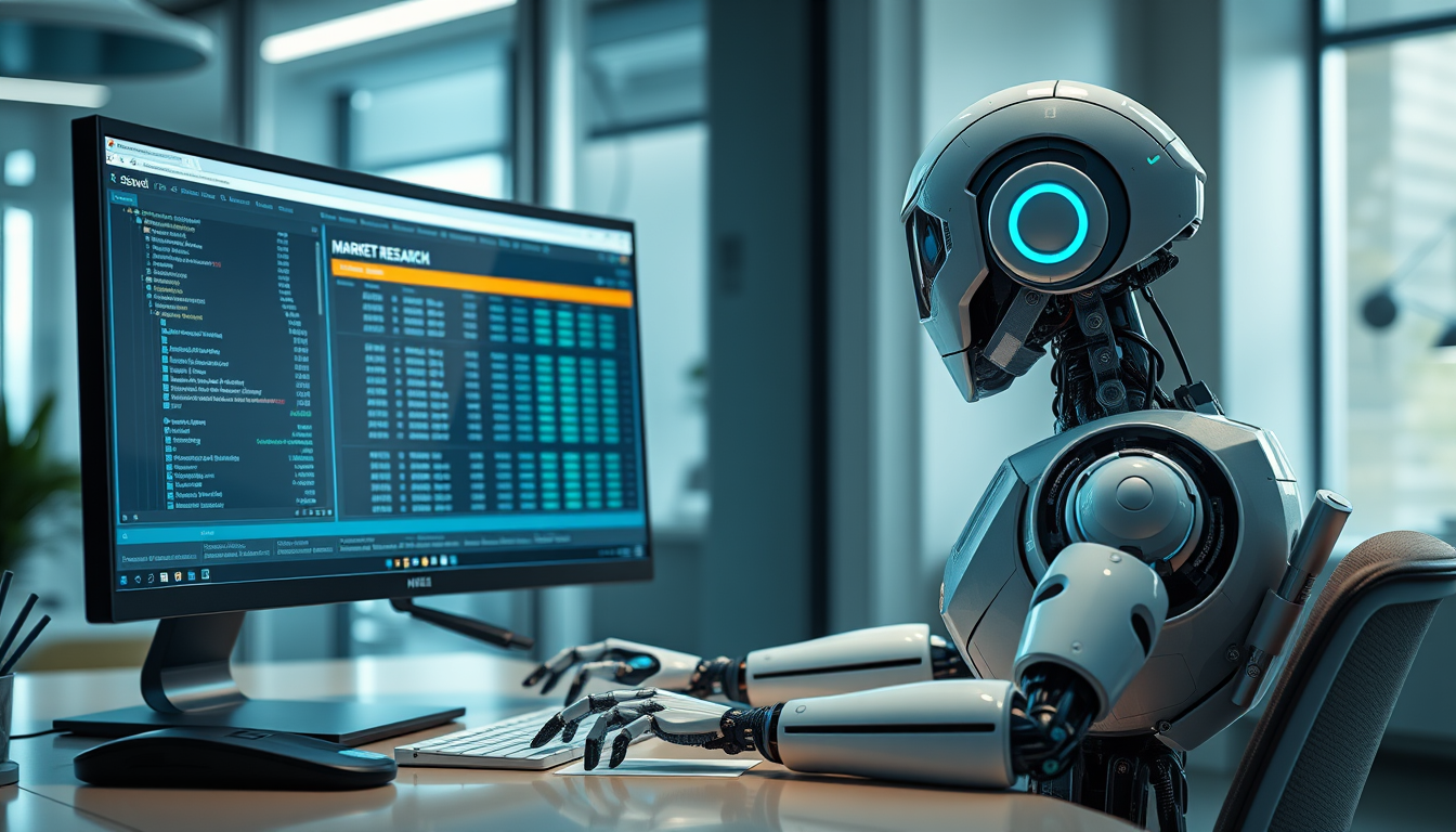 AI 에이전트가 사람을 대신하여 웹 리서치와 데이터 정리 작업을 수행하는 모습