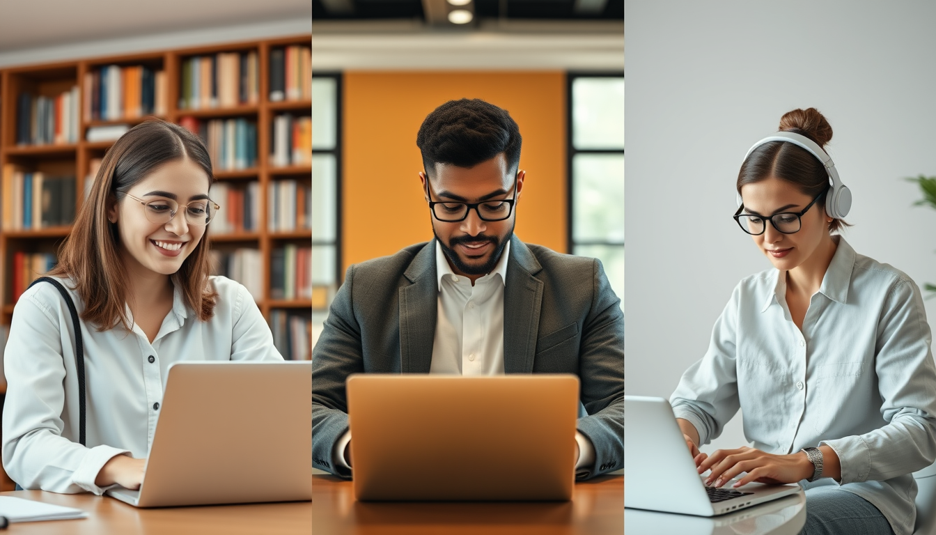 학생 직장인 크리에이터가 각자의 환경에서 AI 글쓰기 툴을 활용하는 모습