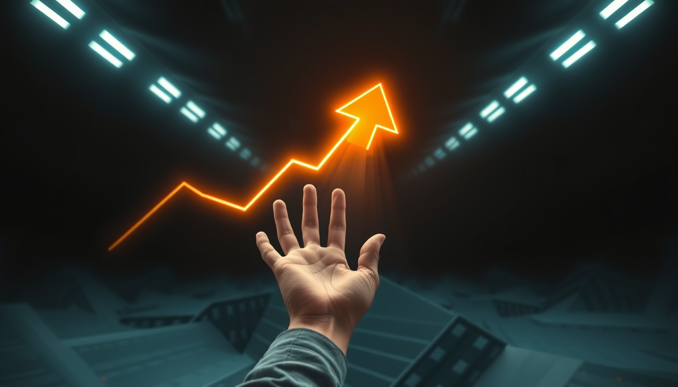 주식 시장의 '상한가 따라잡기'가 가진 위험성을 상징적으로 보여주는 함정 이미지