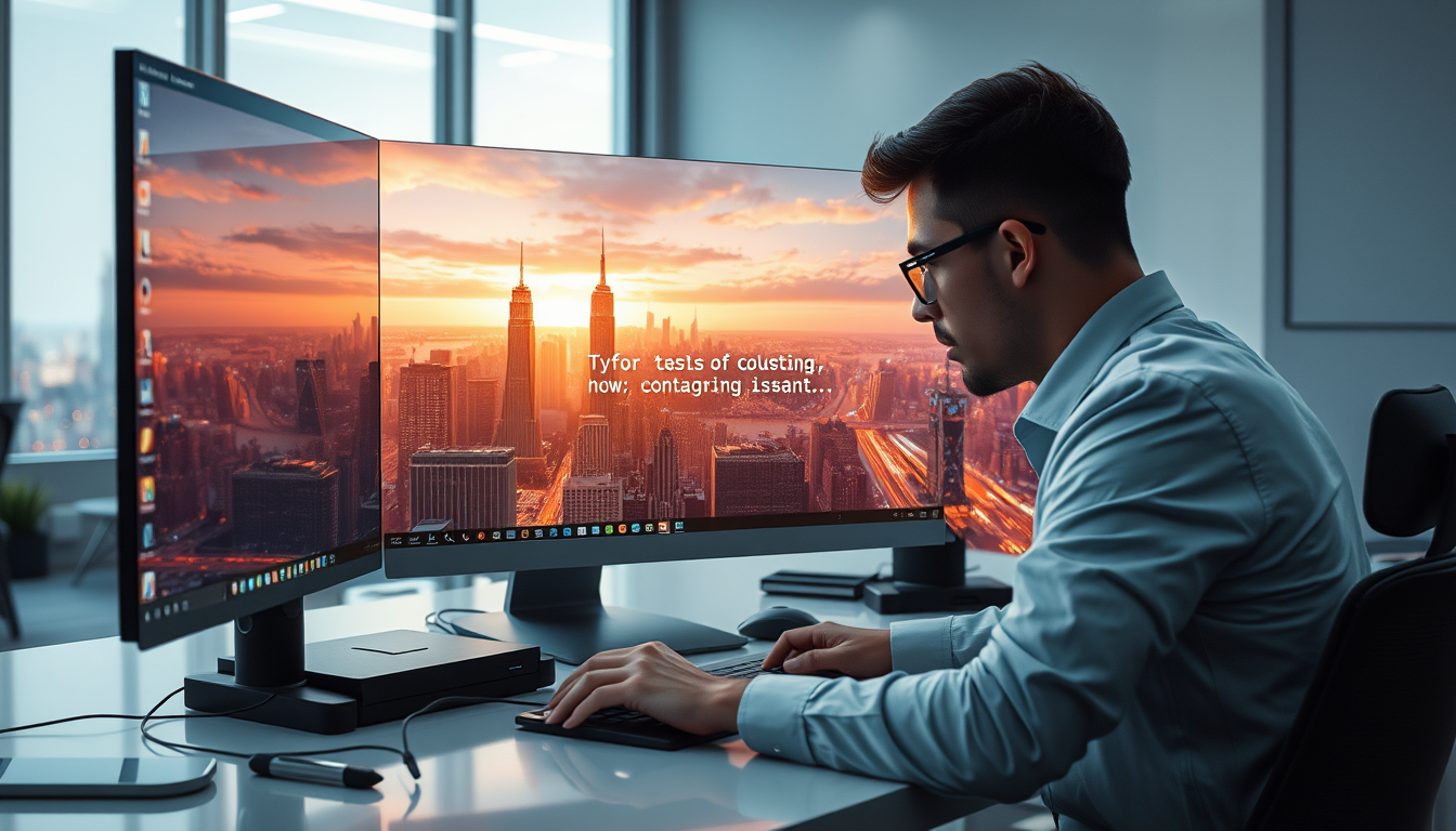 텍스트를 입력하여 전문가 수준의 이미지를 생성하는 AI 기술을 상징하는 이미지