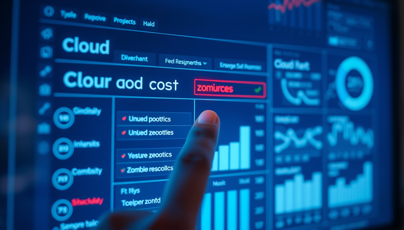 클라우드 비용 대시보드에서 사용되지 않는 좀비 리소스를 찾아 삭제하는 모습.