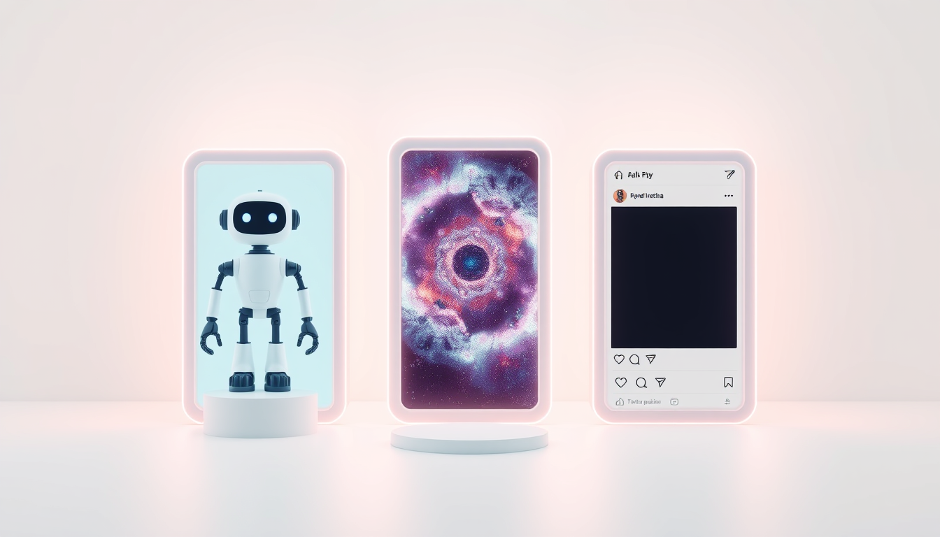 마이크로소프트 디자이너, 레오나르도 AI, 캔바의 특징을 시각적으로 나타내는 3개의 포털 이미지