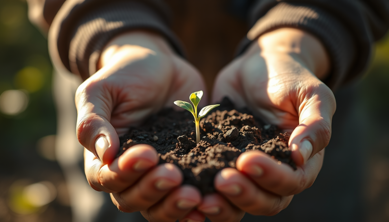 작은 씨앗에서 싹이 돋아나는 모습으로, 소액으로 시작하는 투자의 중요성을 상징.