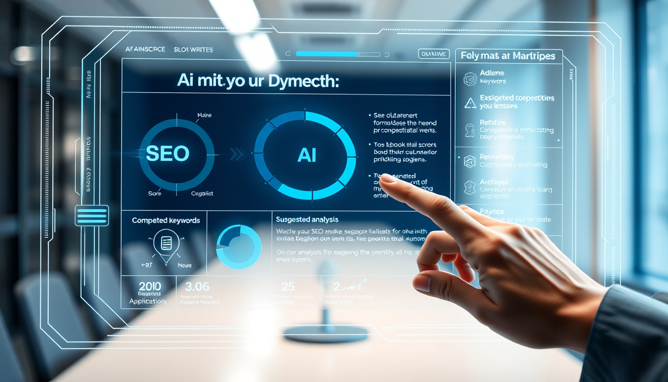 AI가 실시간 SEO 분석을 제공하며 블로그 글을 작성하는 모습