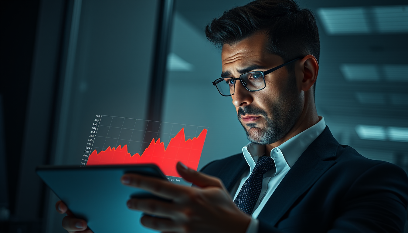 예상치 못한 클라우드 요금 청구서를 보고 놀란 비즈니스 전문가의 모습.