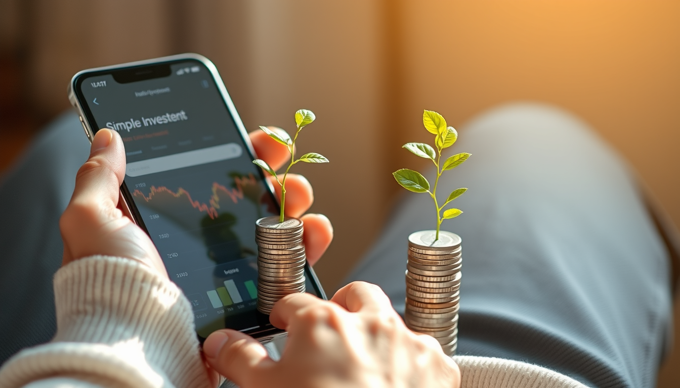스마트폰 앱을 이용해 적립식으로 소액 투자를 시작하며 자산을 키워나가는 모습