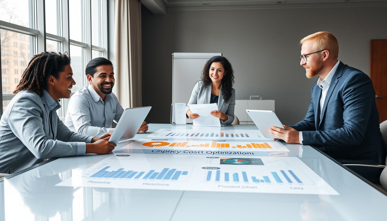 엔지니어, 재무, 운영팀이 함께 모여 비용 최적화에 대해 논의하는 FinOps 문화