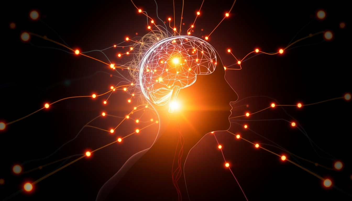 인간의 생각과 AI 기술이 결합하여 창의성을 증폭시키는 파트너십을 상징하는 이미지