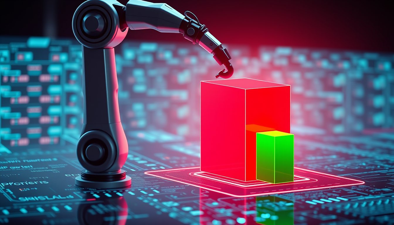 로봇 팔이 비효율적인 큰 서버를 효율적인 작은 서버로 교체하는 인스턴스 최적화 과정.