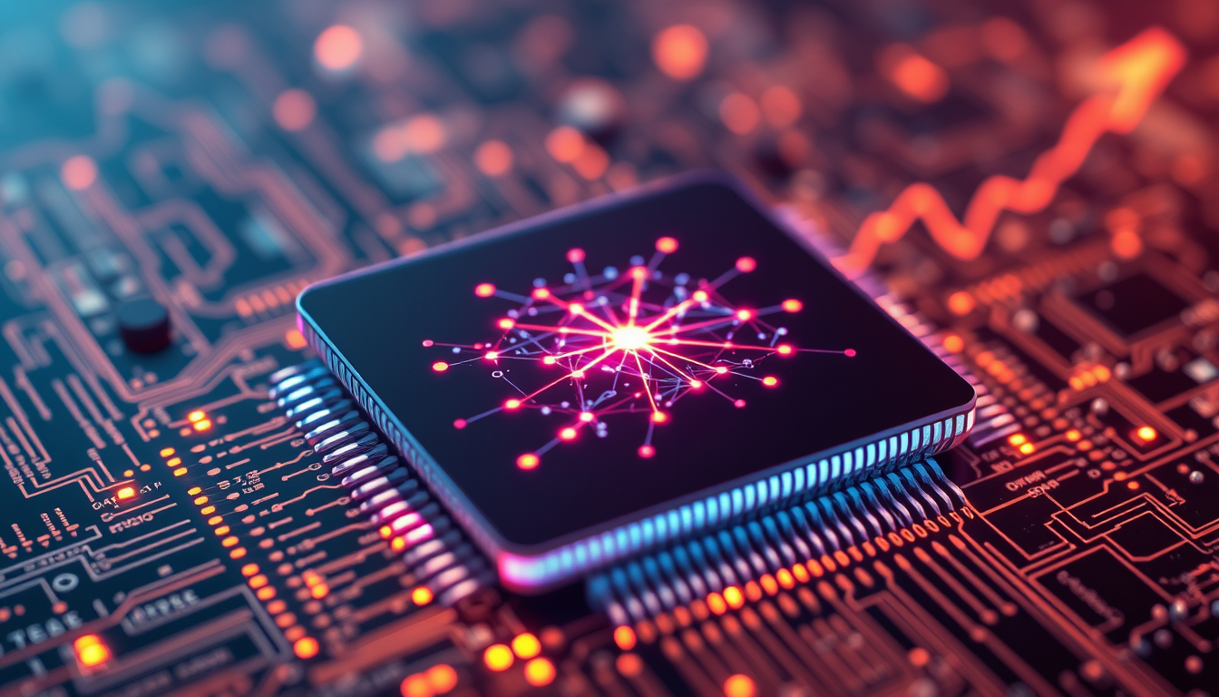 AI 반도체 밸류체인과 주식 시장의 성장을 나타내는 미래적인 이미지