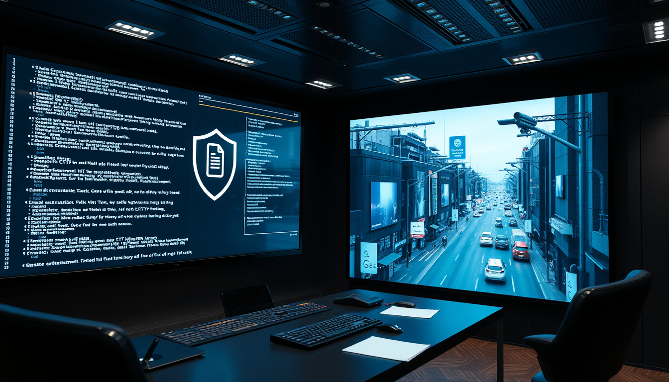 문서 보안과 영상 데이터 보안 기술을 동시에 보여주는 첨단 사이버 보안 관제 센터